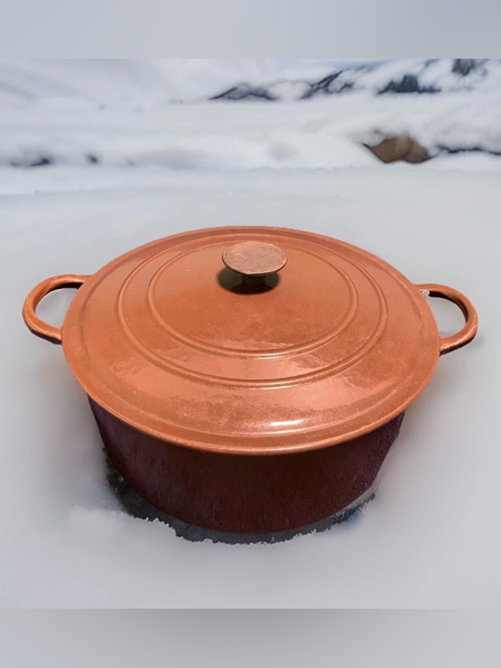 Vintage Le Creuset Chocolate Brown Enameled 4.5Qt Dutch Oven w Lid France HTF